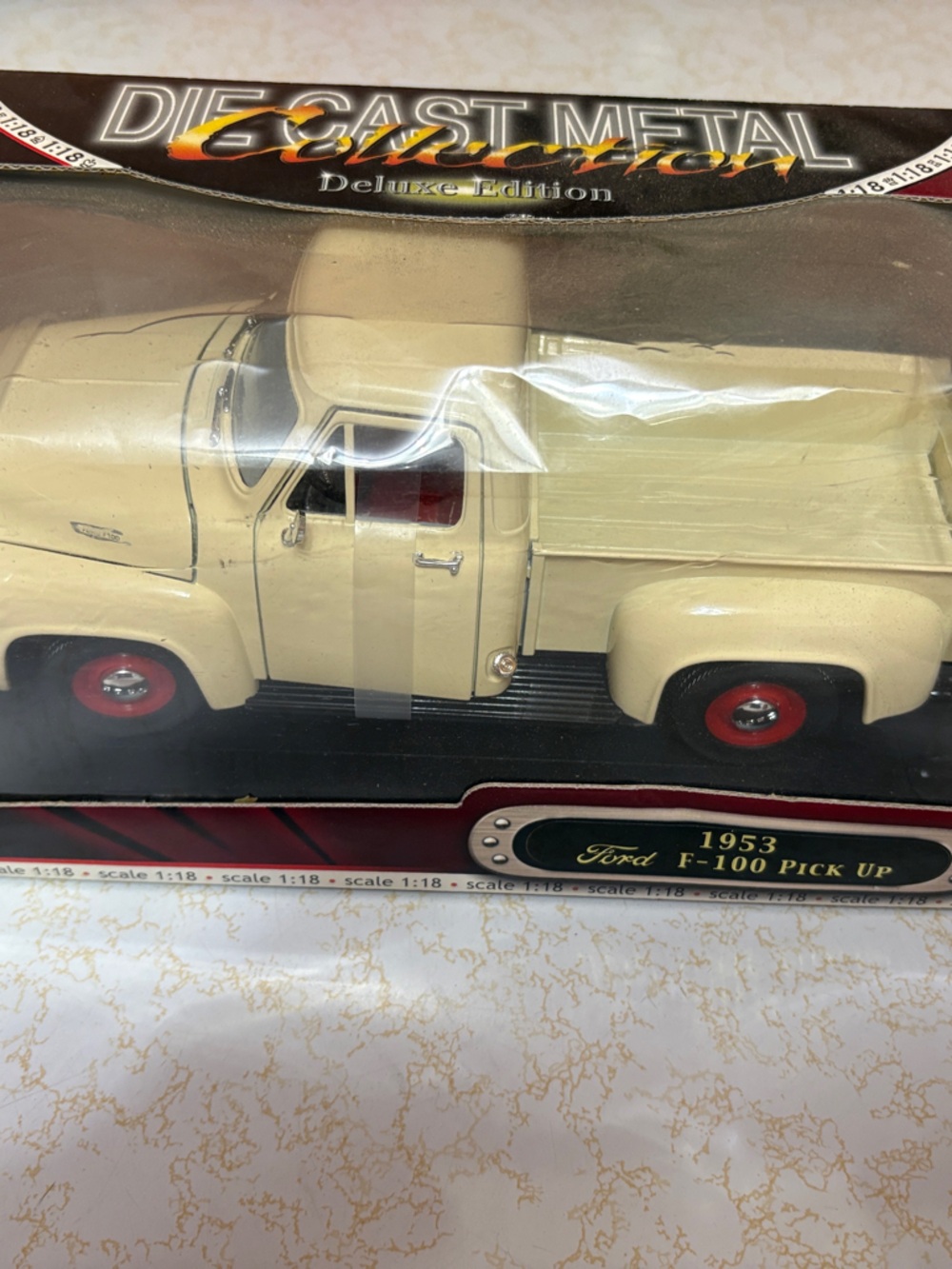 Ford 1953 F-100 Pickup Diecast in Cream with Red Wheels